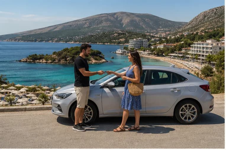 Coastal road above the Ionian Sea near Sarandë in Albania