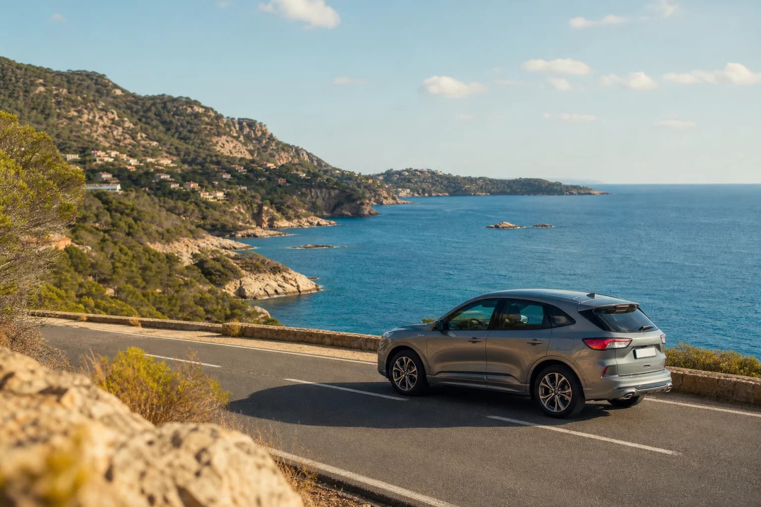 Rental car on the Mediterranean coast near Barcelona