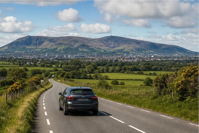 Rental car on the dramatic Causeway Coast in Northern Ireland