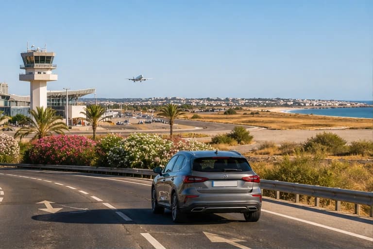 Rental car on the Algarve coast in Portugal