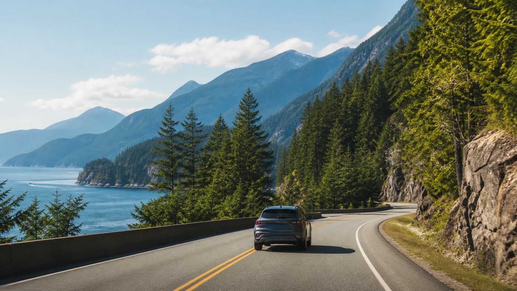 Traveller photographing a rental car condition before a road trip